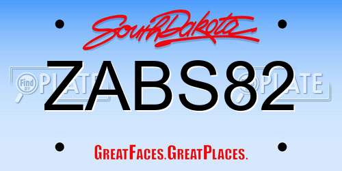 ZABS82 South Dakota License Plate