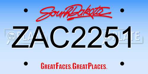 ZAC2251 South Dakota License Plate