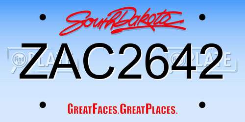 ZAC2642 South Dakota License Plate