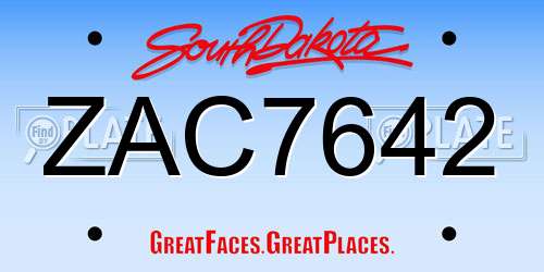 ZAC7642 South Dakota License Plate