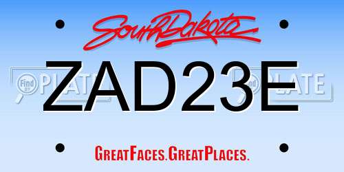 ZAD23E South Dakota License Plate