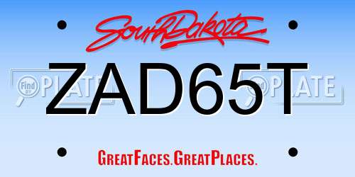 ZAD65T South Dakota License Plate