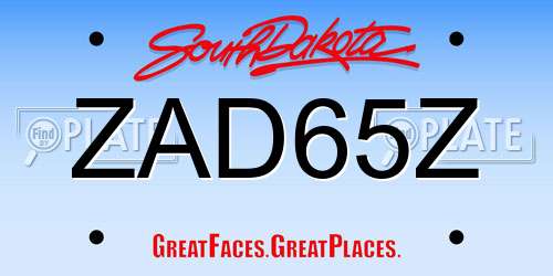 ZAD65Z South Dakota License Plate