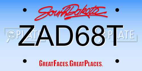 ZAD68T South Dakota License Plate