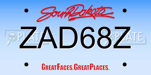ZAD68Z South Dakota License Plate