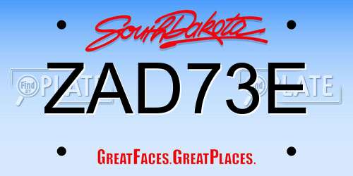 ZAD73E South Dakota License Plate