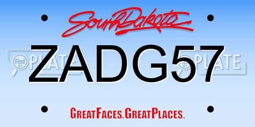 ZADG57 South Dakota License Plate