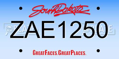 ZAE1250 South Dakota License Plate