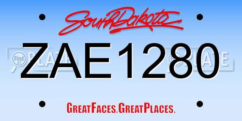 ZAE1280 South Dakota License Plate