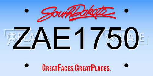 ZAE1750 South Dakota License Plate