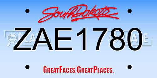 ZAE1780 South Dakota License Plate