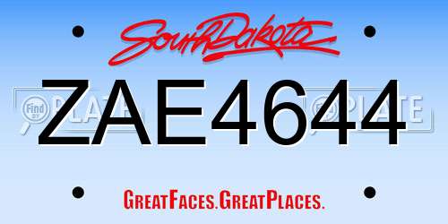 ZAE4644 South Dakota License Plate