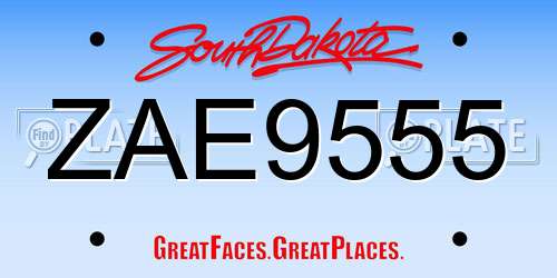 ZAE9555 South Dakota License Plate