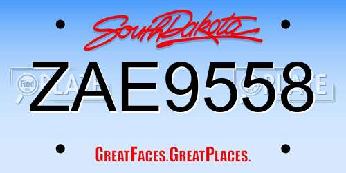 ZAE9558 South Dakota License Plate