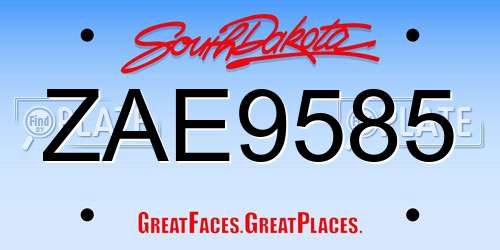 ZAE9585 South Dakota License Plate