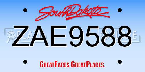 ZAE9588 South Dakota License Plate