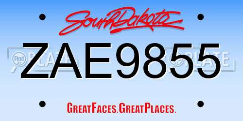 ZAE9855 South Dakota License Plate