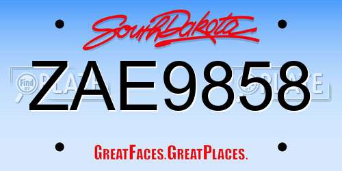 ZAE9858 South Dakota License Plate