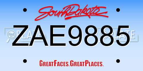 ZAE9885 South Dakota License Plate