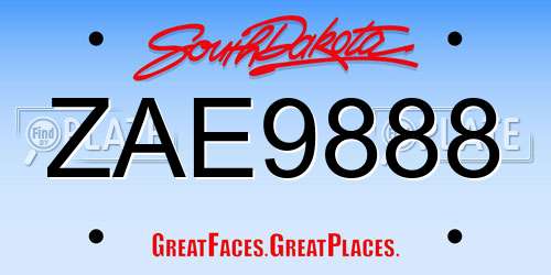 ZAE9888 South Dakota License Plate