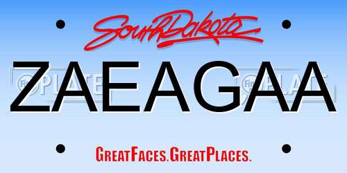 ZAEAGAA South Dakota License Plate