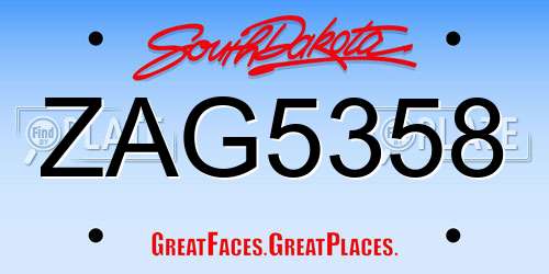 ZAG5358 South Dakota License Plate