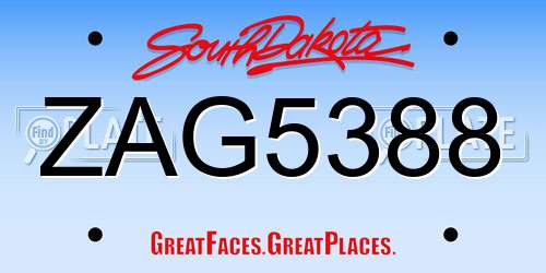 ZAG5388 South Dakota License Plate