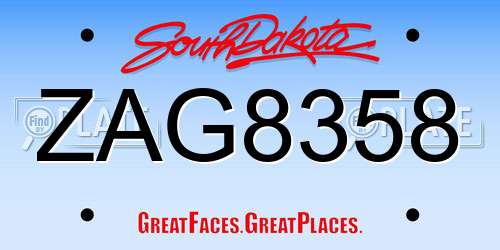 ZAG8358 South Dakota License Plate