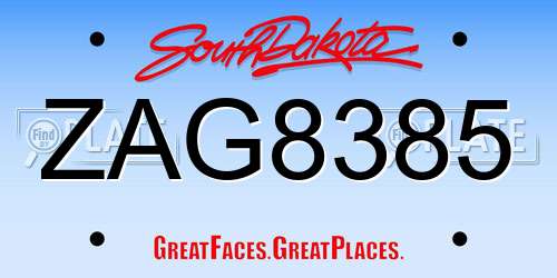 ZAG8385 South Dakota License Plate