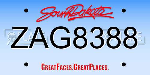 ZAG8388 South Dakota License Plate