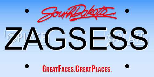 ZAGSESS South Dakota License Plate