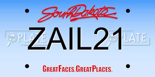 ZAIL21 South Dakota License Plate