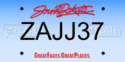 ZAJJ37 South Dakota License Plate
