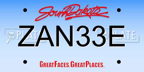 ZAN33E South Dakota License Plate