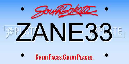 ZANE33 South Dakota License Plate