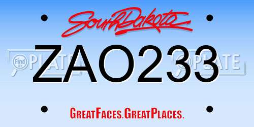 ZAO233 South Dakota License Plate