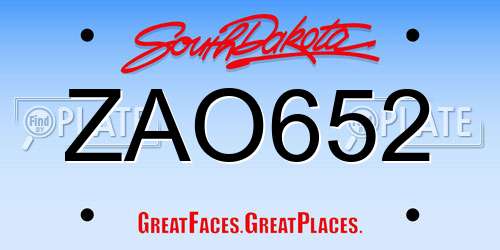 ZAO652 South Dakota License Plate