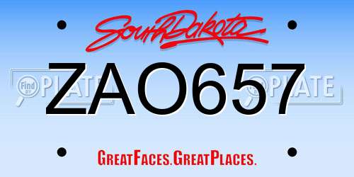 ZAO657 South Dakota License Plate