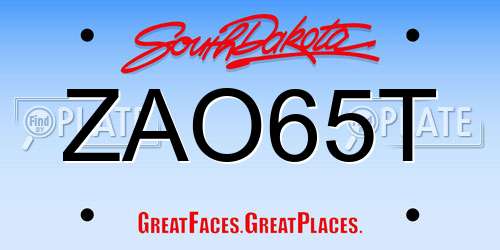 ZAO65T South Dakota License Plate