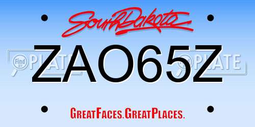 ZAO65Z South Dakota License Plate