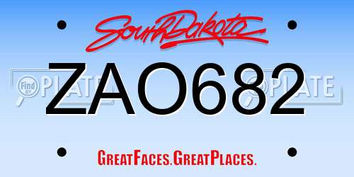 ZAO682 South Dakota License Plate
