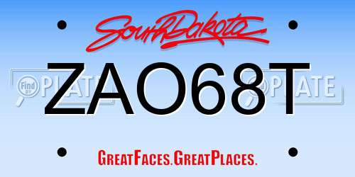 ZAO68T South Dakota License Plate