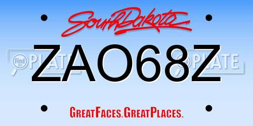 ZAO68Z South Dakota License Plate