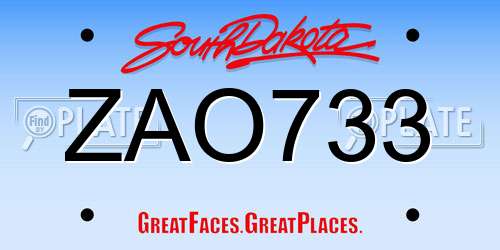 ZAO733 South Dakota License Plate