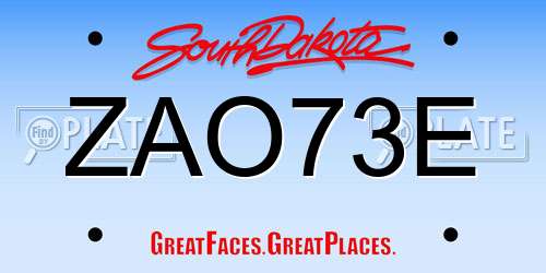 ZAO73E South Dakota License Plate