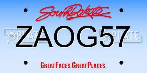 ZAOG57 South Dakota License Plate