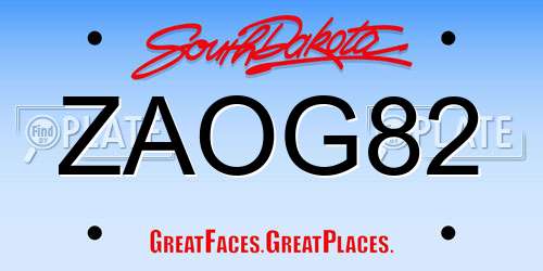 ZAOG82 South Dakota License Plate