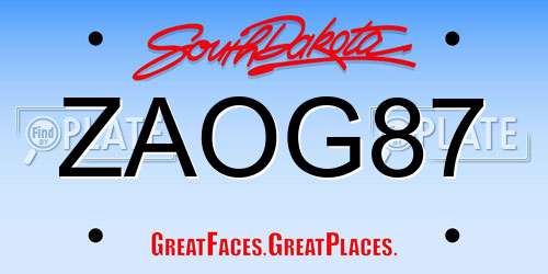 ZAOG87 South Dakota License Plate