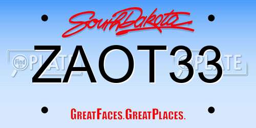 ZAOT33 South Dakota License Plate