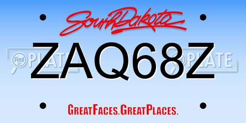 ZAQ68Z South Dakota License Plate